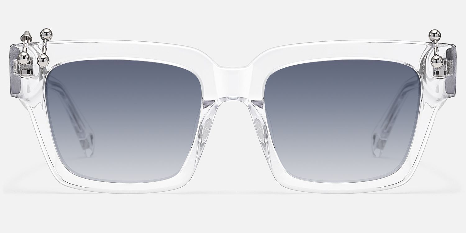 PIERCE - Clear Piercing Square Sunglasses by Vooglam - Angle View