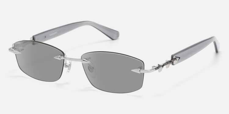 Fracture - Light Grey Tint Rimless Sunglasses by Vooglam
