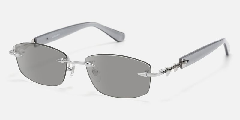 Fracture - Light Grey Tint Rimless Sunglasses by Vooglam