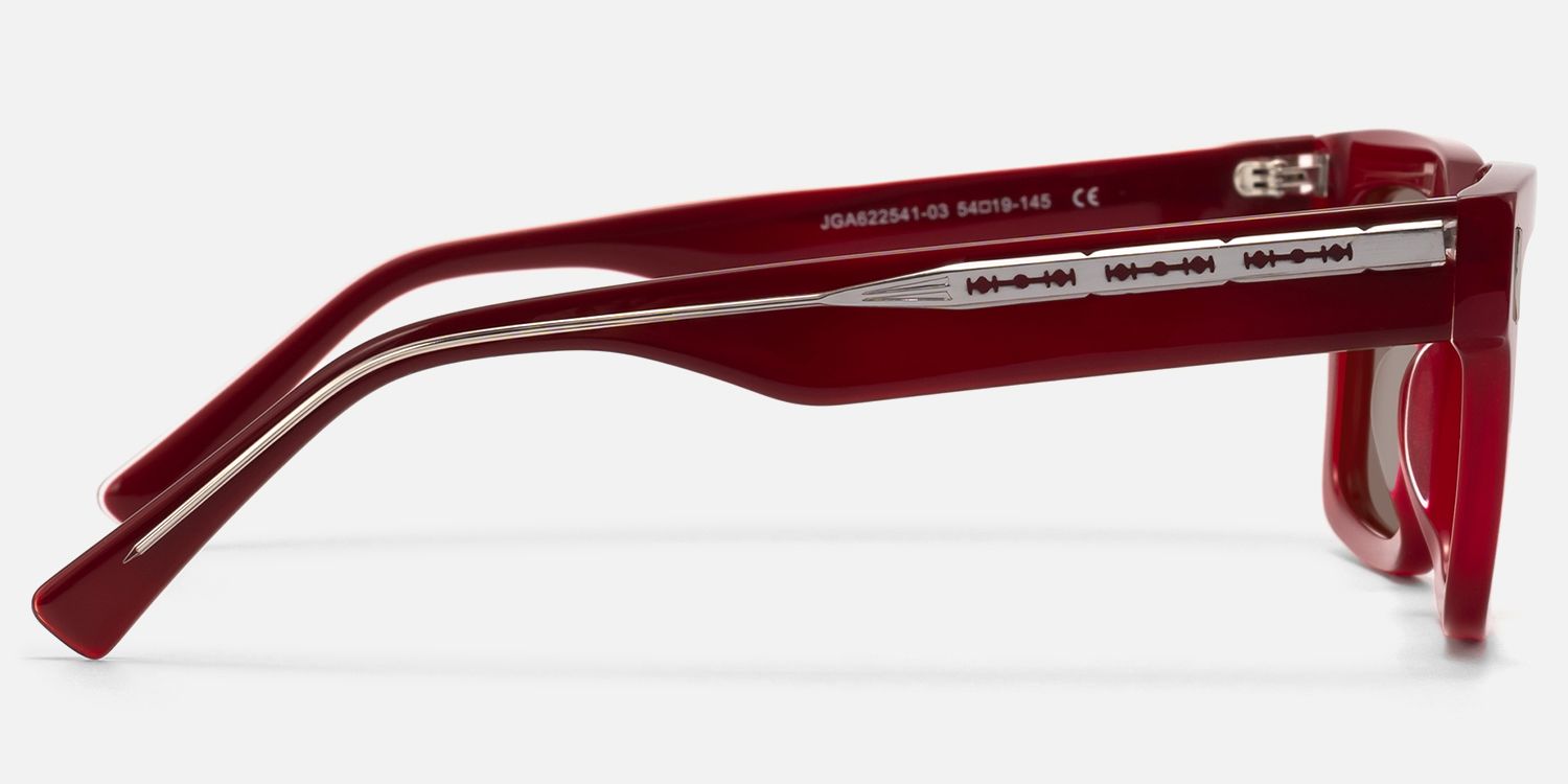 Razor - Brown Tint Transparent Red Sunglasses by Vooglam - Side View