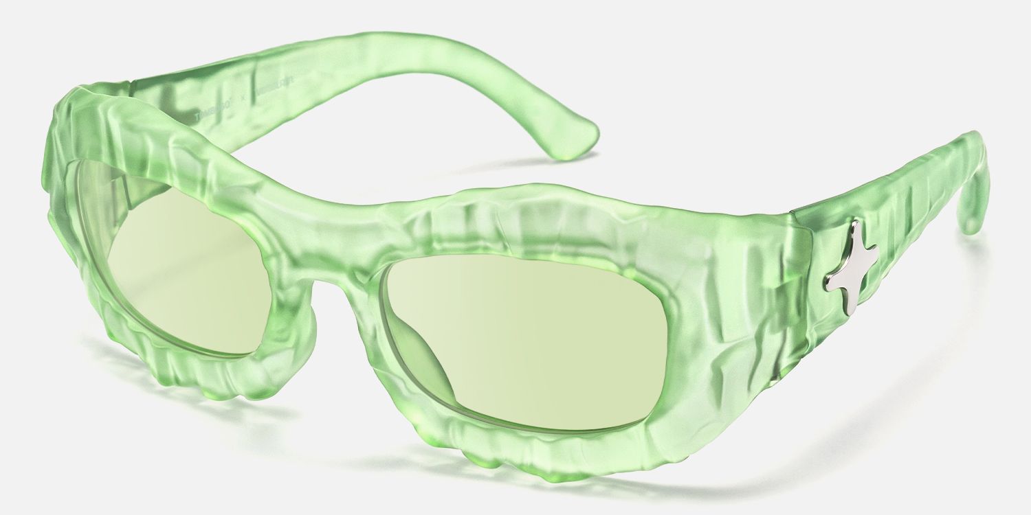 The Geologist - Green Tint Transparent Sunglasses by Vooglam - Front View