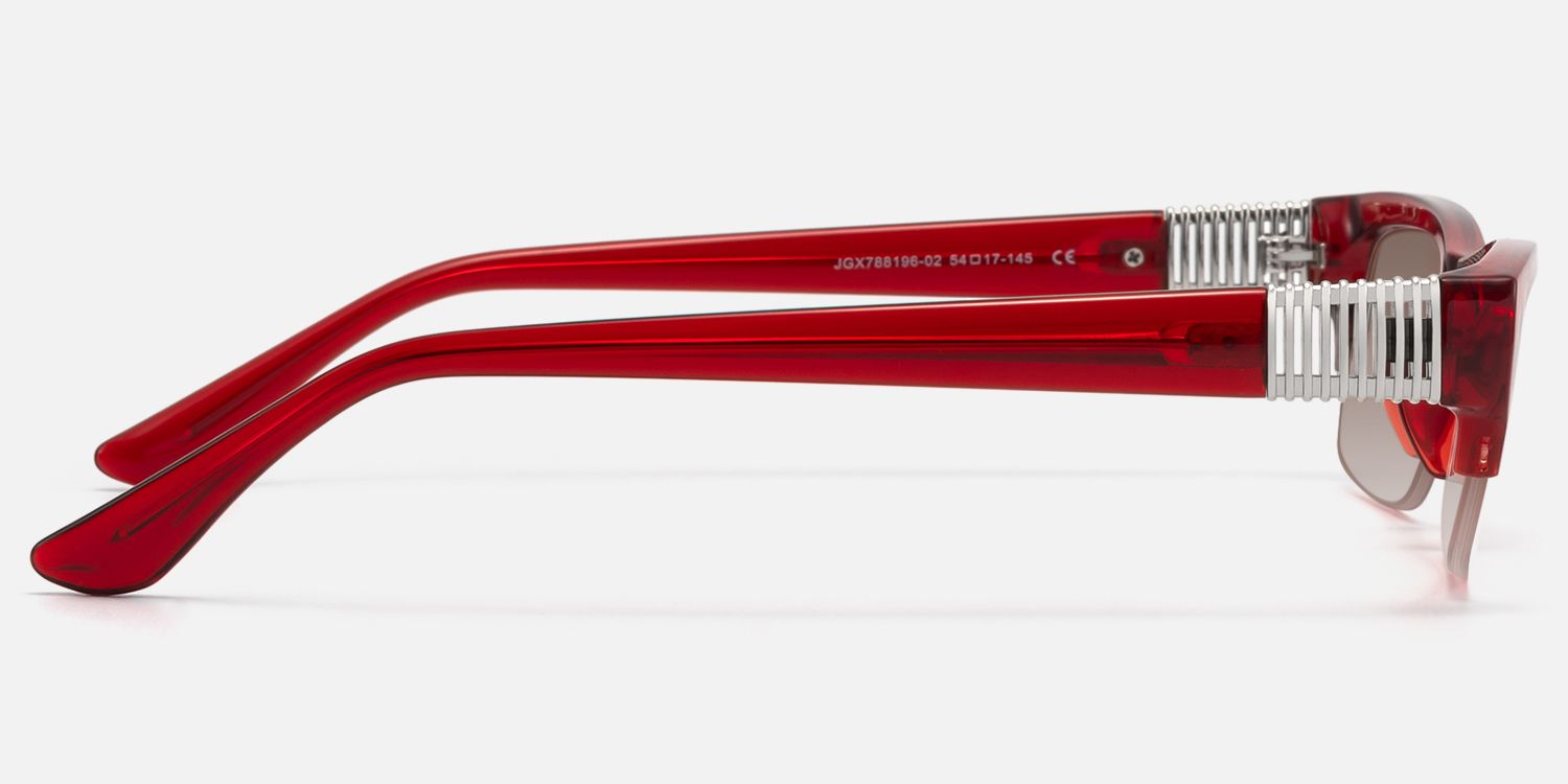 Kairo - Red Acetate Semi Rimless Sunglasses by Vooglam - Side View