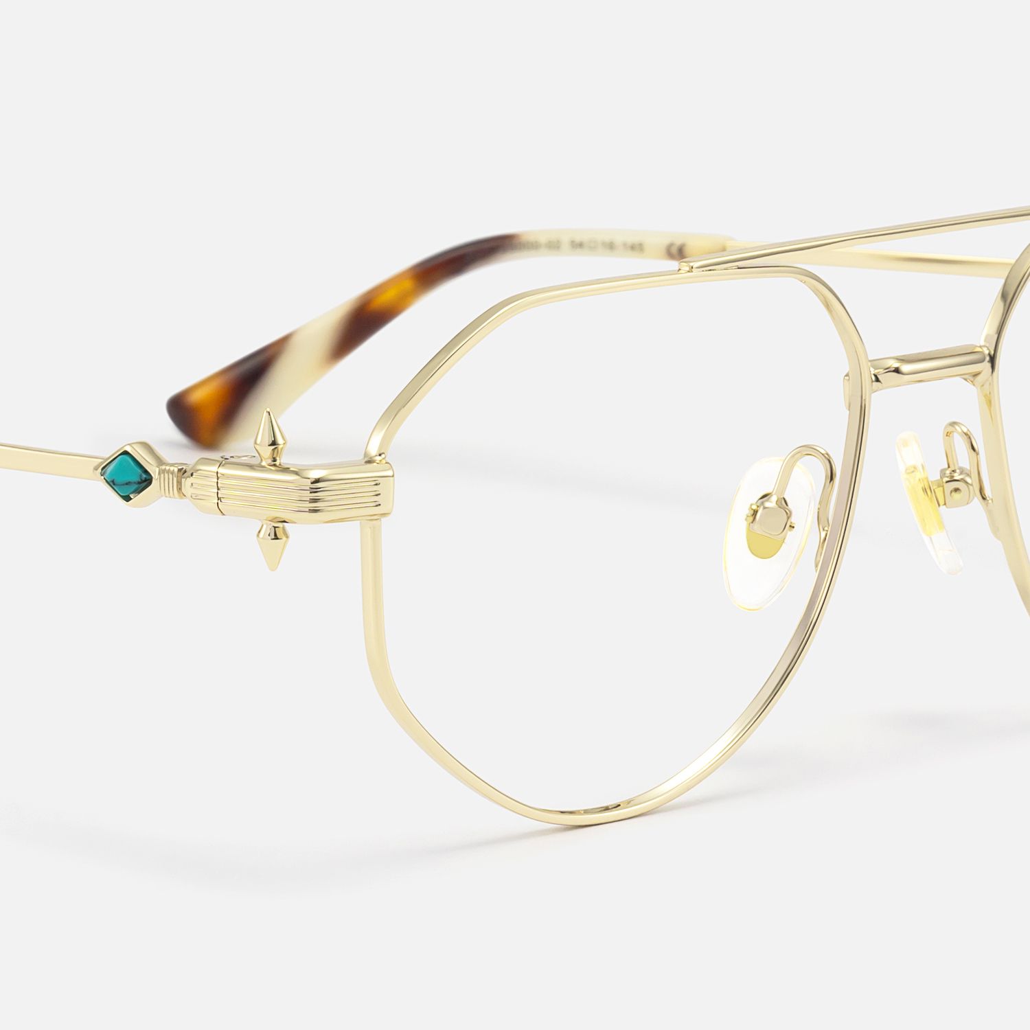 Aegis - Retro Gold Slim Aviator Glasses by Vooglam - Design Details