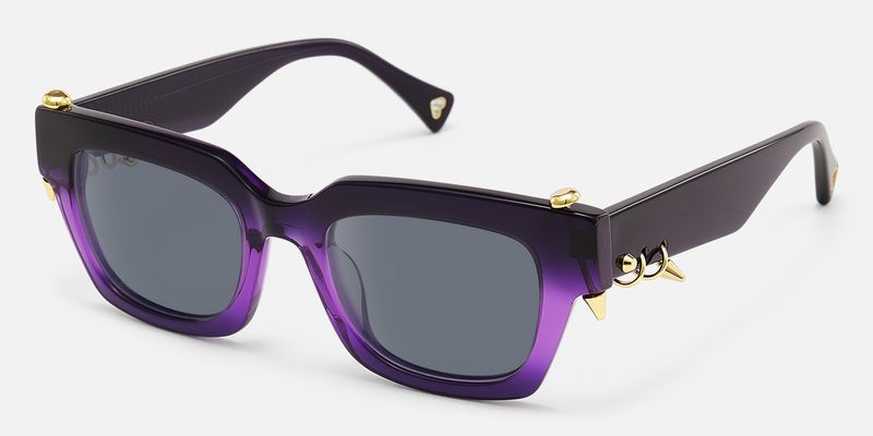 Sabrina - Gold Piercing Clear Purple Sunglasses by Vooglam