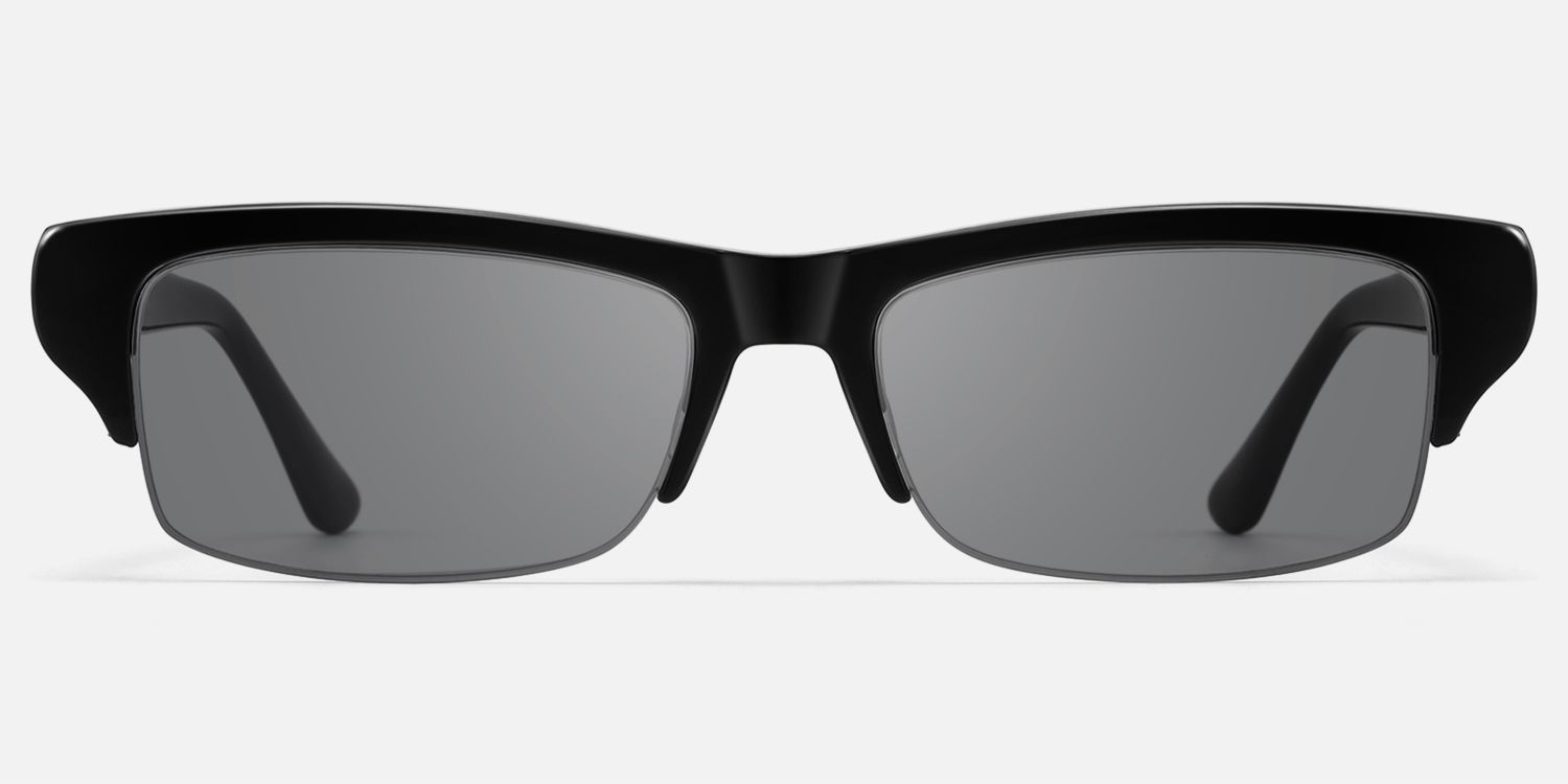 Kairo - Black Semi Rimless Sunglasses by Vooglam - Angle View