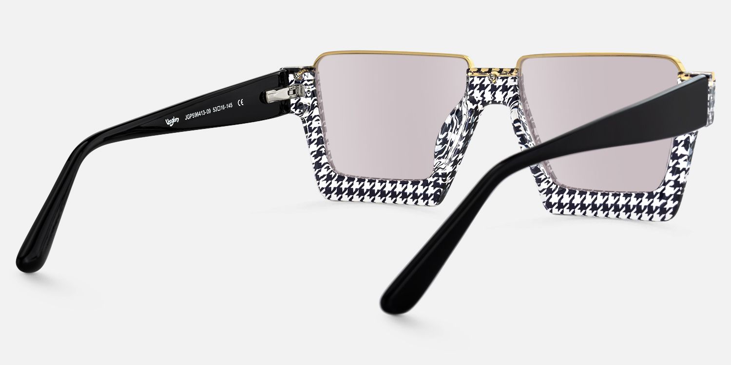 Dardhan - Rectangle Pattern Sunglasses by Vooglam - Side View