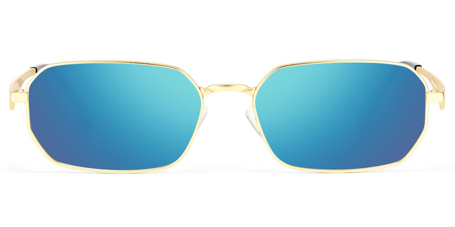 Aether - Thin Gold Geometric Blue Mirrored Shades by Vooglam Product Details 1