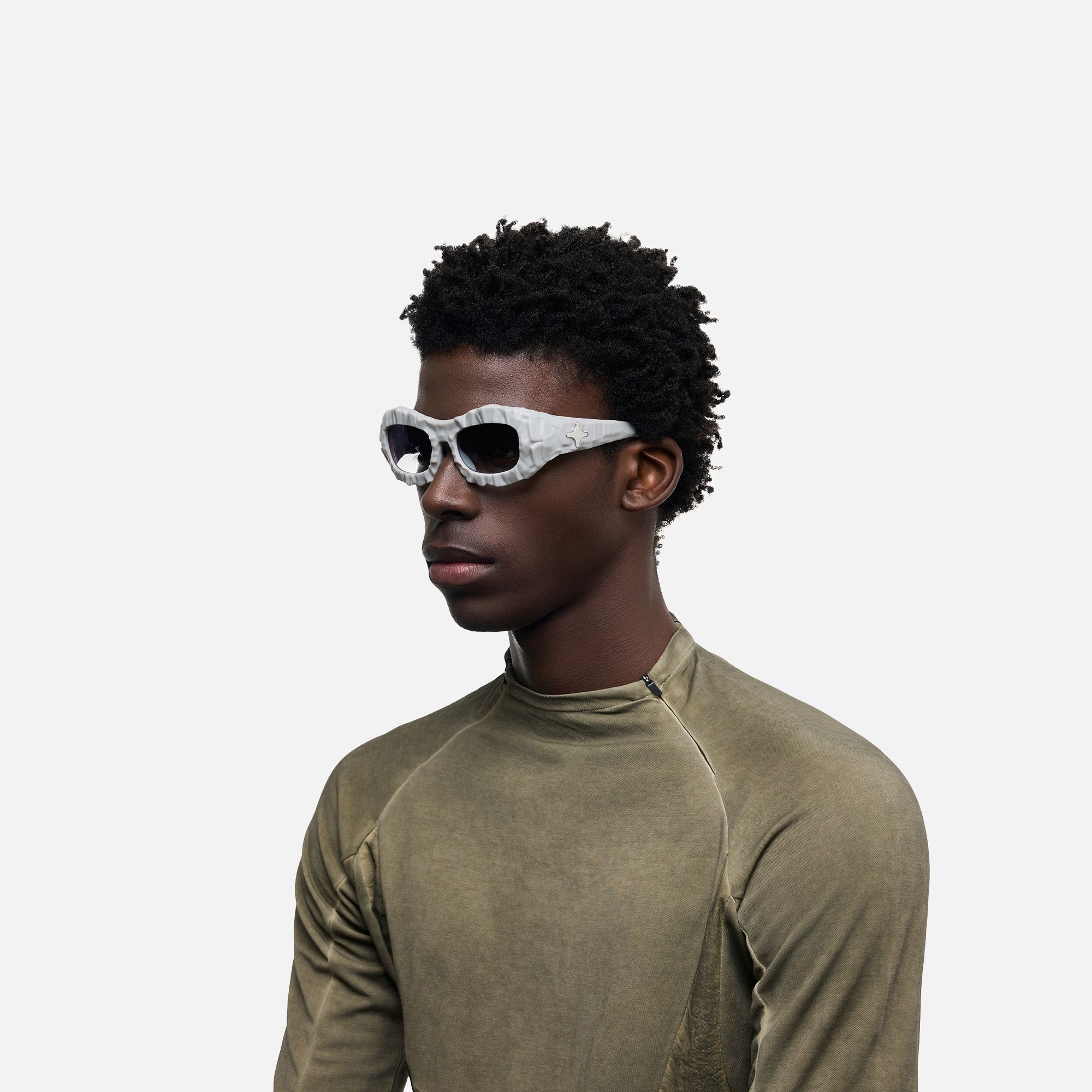 The Geologist - Gray Marble Sunglasses by Vooglam - Model Side Profile