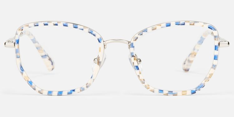 Wanderer-Blue Checkered Geometric Patterned Glasses by Vooglam