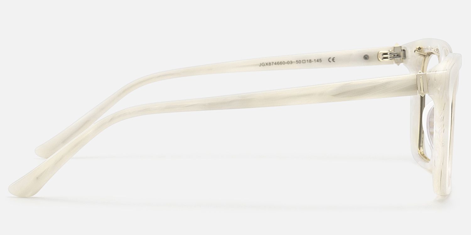 Chaparral - Retro Rectangle White Eyeglasses by Vooglam - Side View