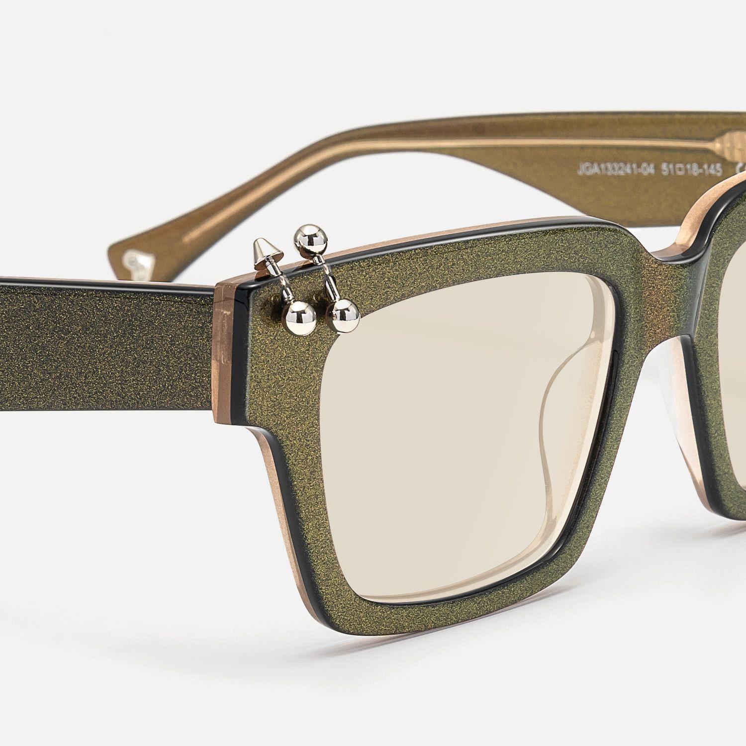 PIERCE - Pearl Brown Pierced Square Tinted Shades by Vooglam - Design Details