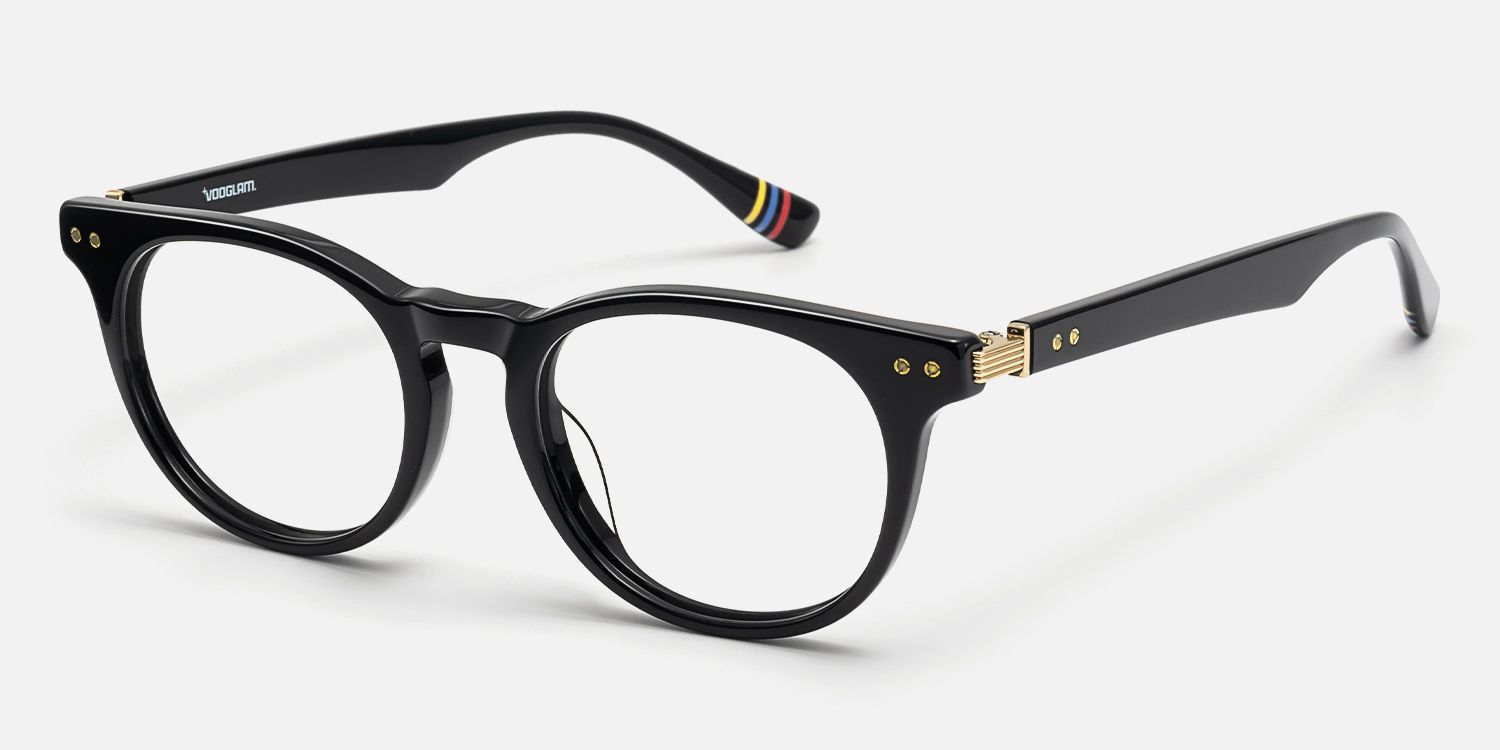 Vintel - Rectangle Black Eyeglasses by Vooglam - Front View