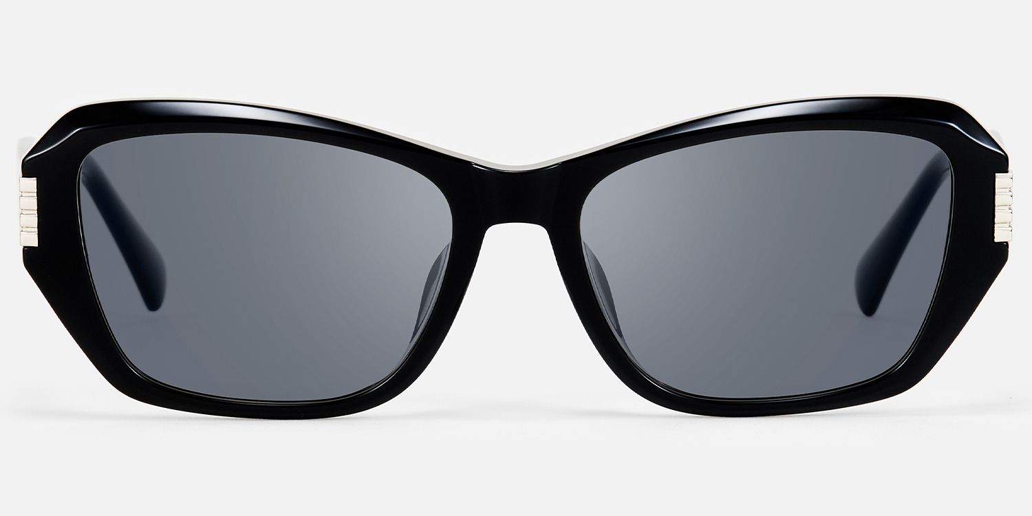 Flicker - Geometric Black Sunglasses by Vooglam - Angle View