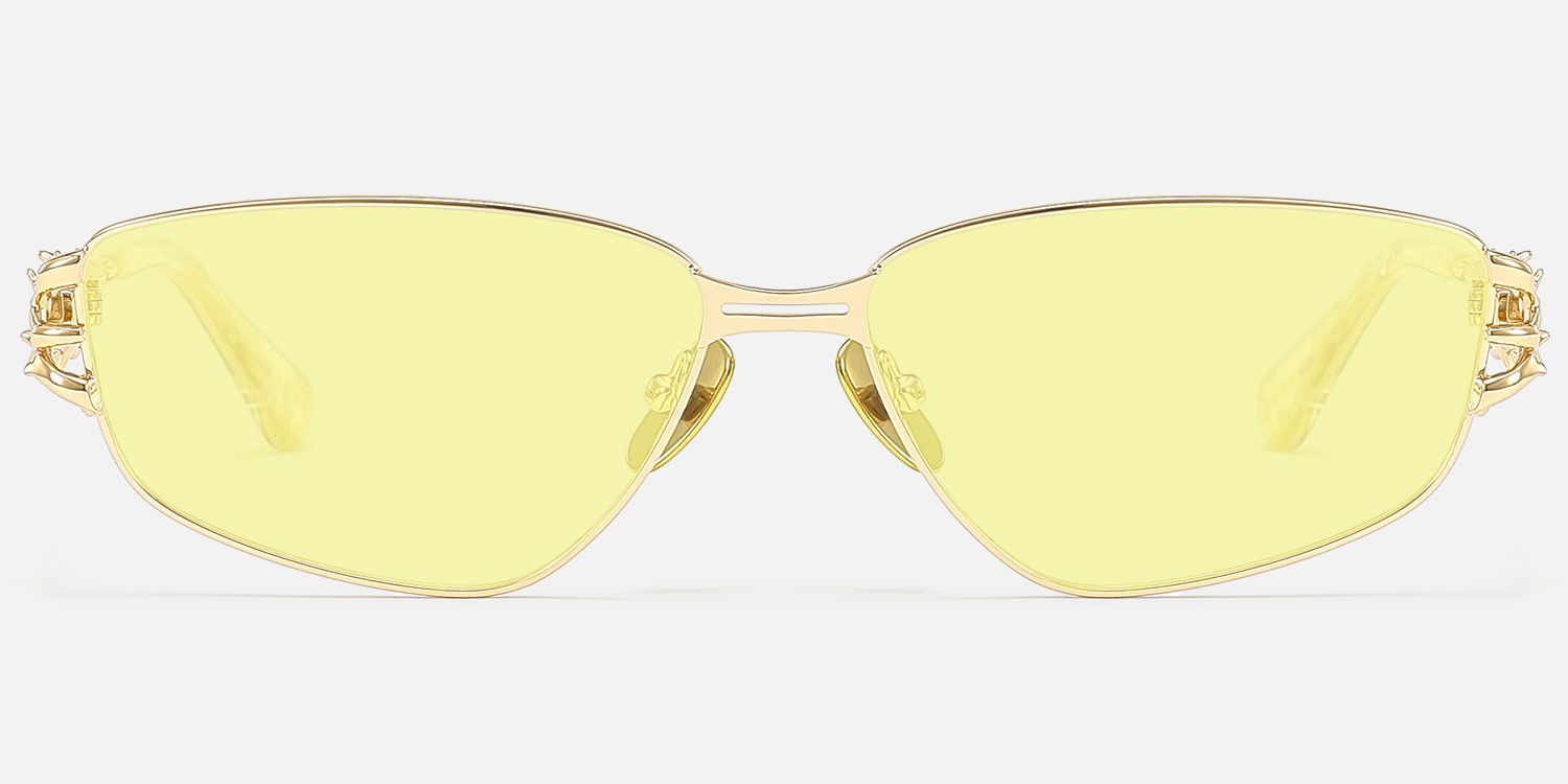 Spine - Gold Yellow Tinted Sunglasses by Vooglam - Angle View