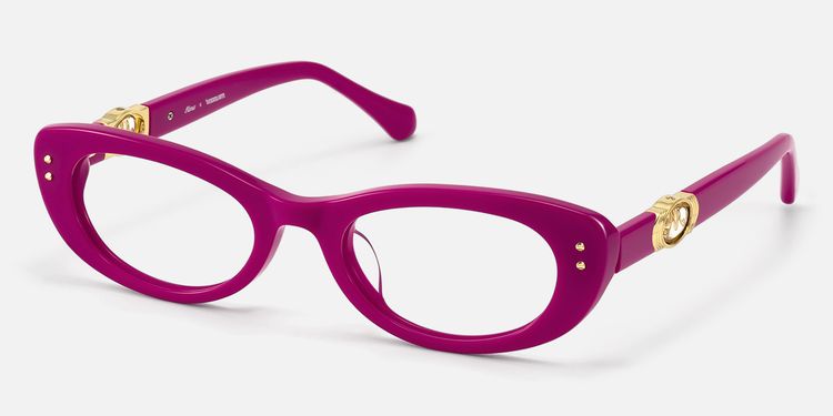Ginza - Magenta Acetate Y2K Narrow Cat Eye Glasses by Vooglam