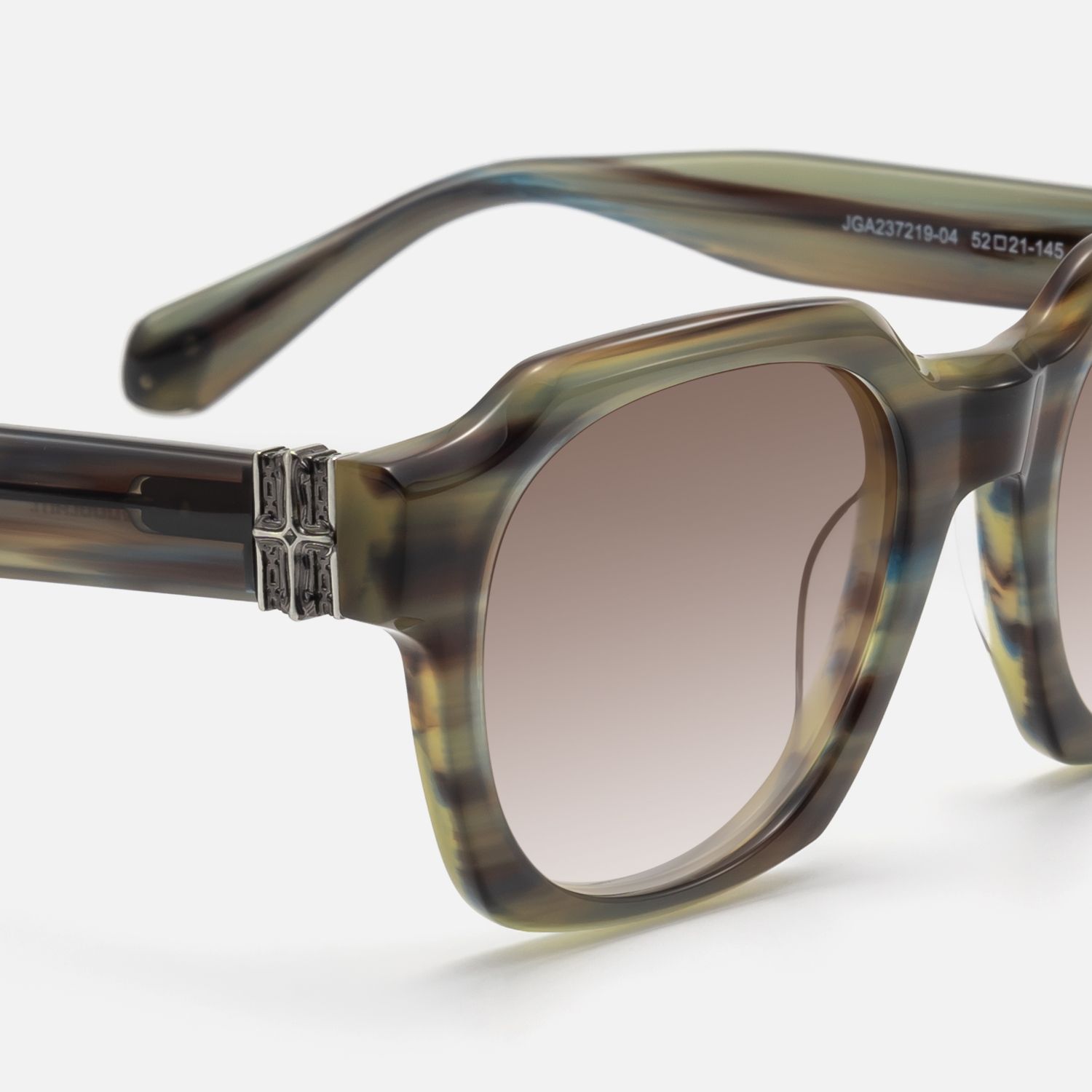 Vernon - Olive Green Striped Gradient Sunglasses by Vooglam - Design Details