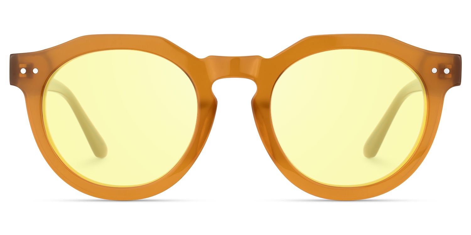 Aubrey - Amber Geometric Round Sunglasses by Vooglam Product Details 1