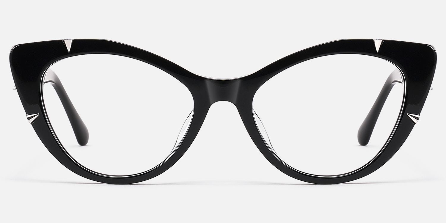 Slay - Gothic Black Spike Cat Eye Glasses by Vooglam - Angle View