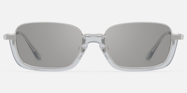 Basel - Oversized Silver Clear Gray Sunglasses by Vooglam