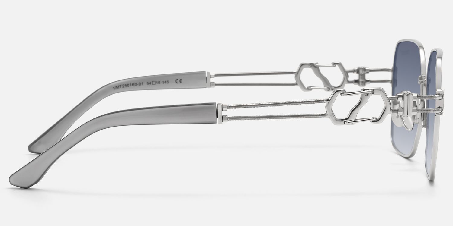 The Architect - Silver Gradient Gray Sunglasses by Vooglam - Side View