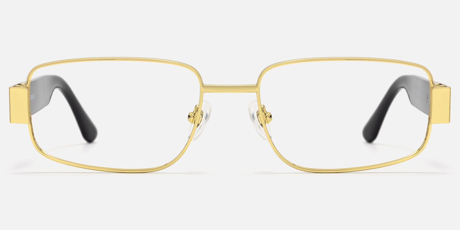 Cypher - Rectangle Gold Eyeglasses by Vooglam - Angle View