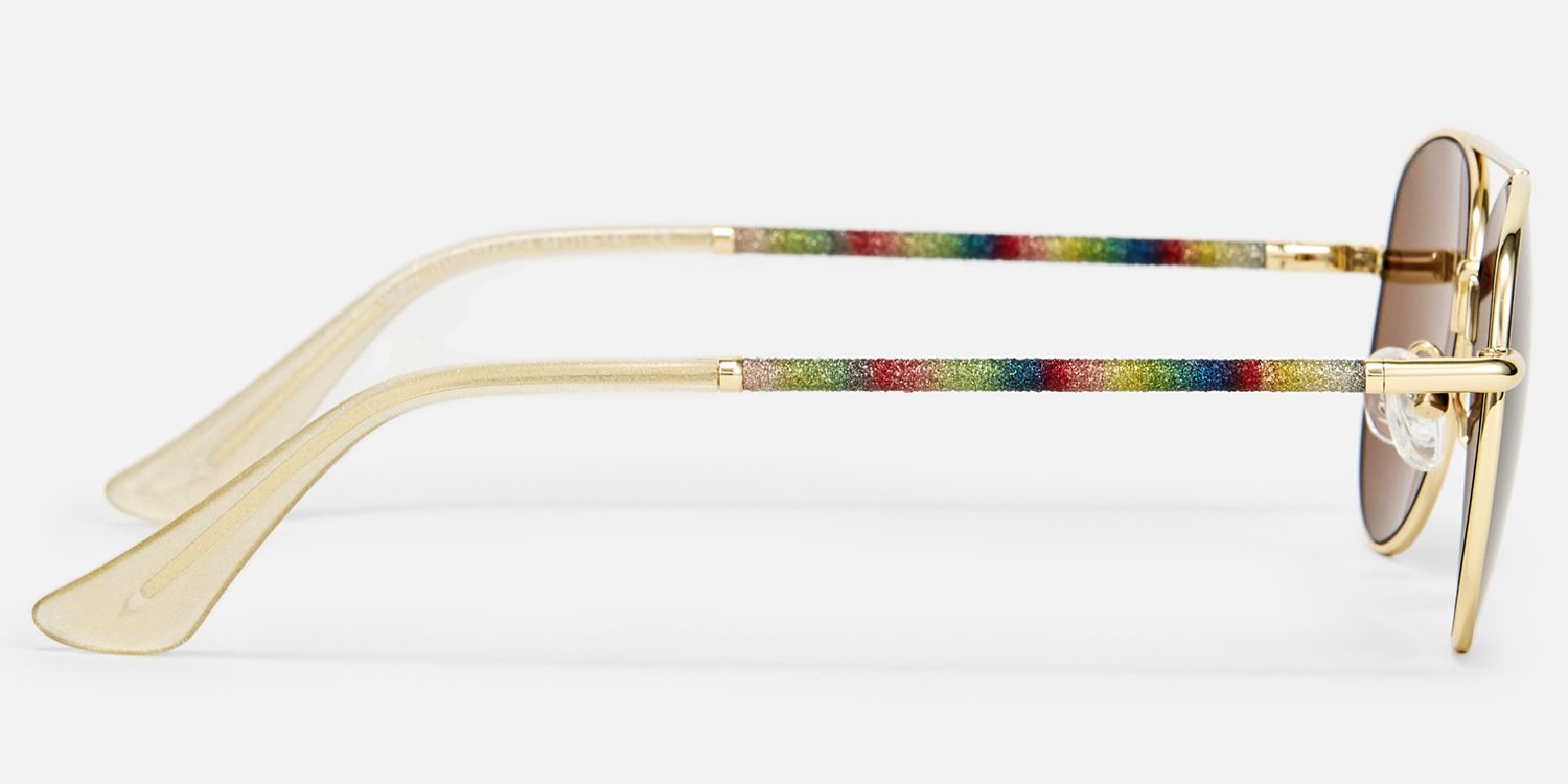 Joni - Aviator Gold Sunglasses by Vooglam - Side View