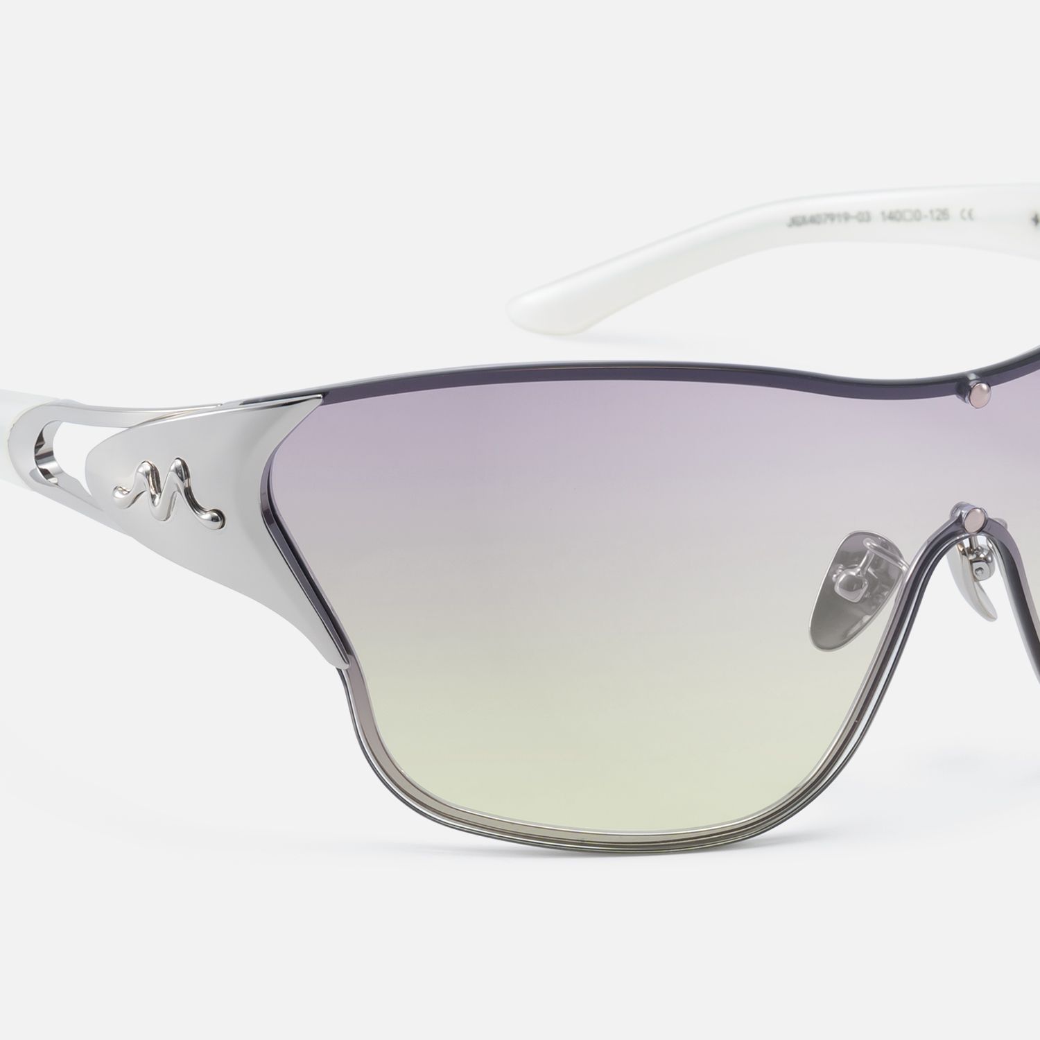 Suzuka - Pearlescent White Fashion Shield Shades by Vooglam - Design Details