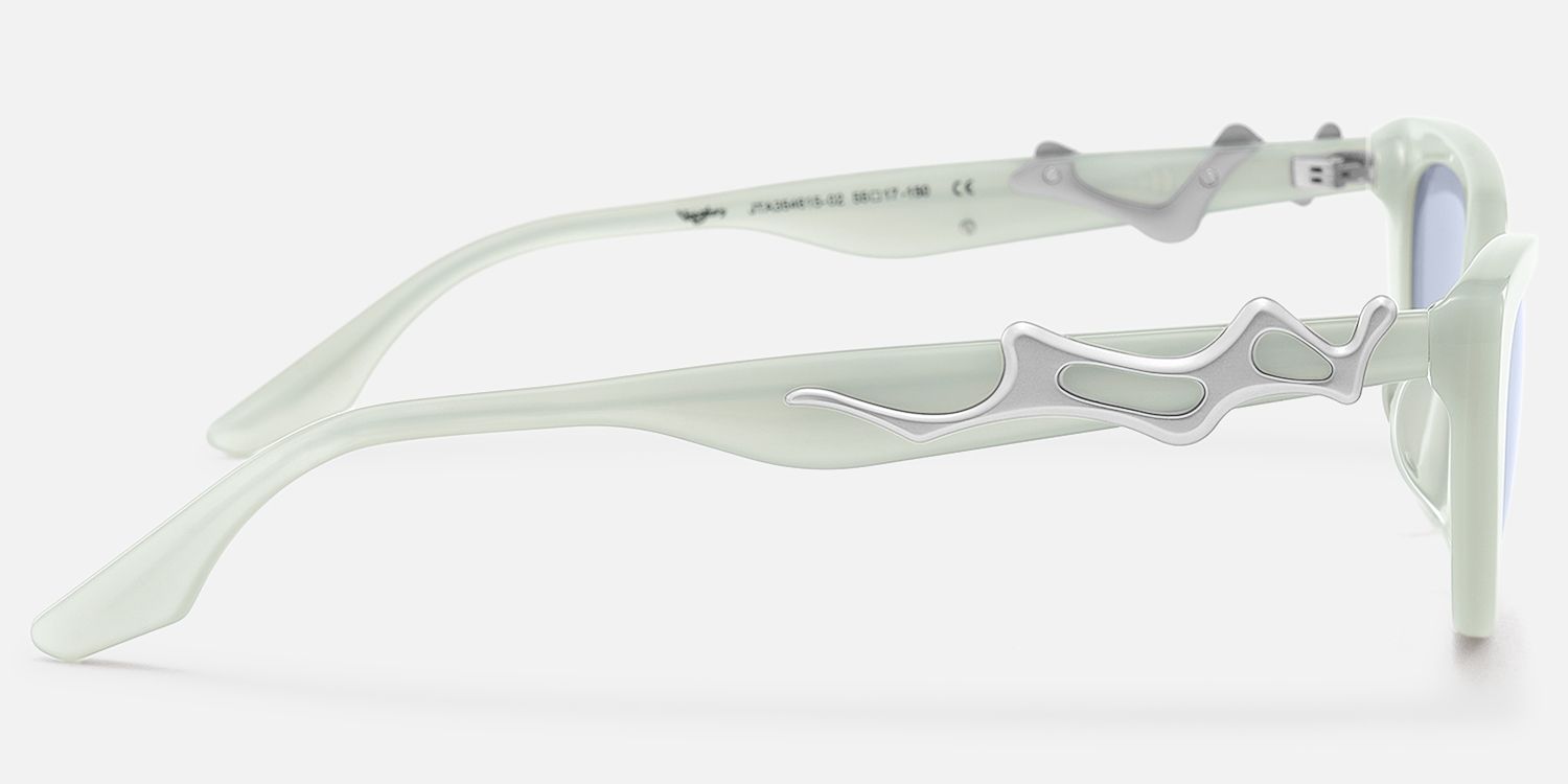 No Fate - Silver White Cat Eye Sunglasses by Vooglam - Side View