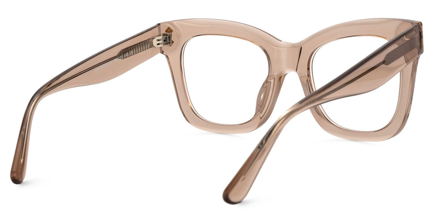 Faustyna - Square Champagne Eyeglasses by Vooglam - Side View