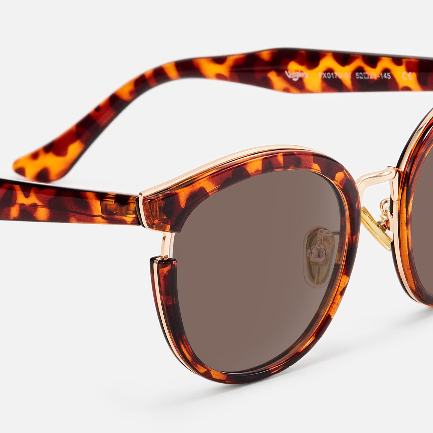 Retro - Round Cat Eye Tortoise Shell Sunglasses by Vooglam - Design Details