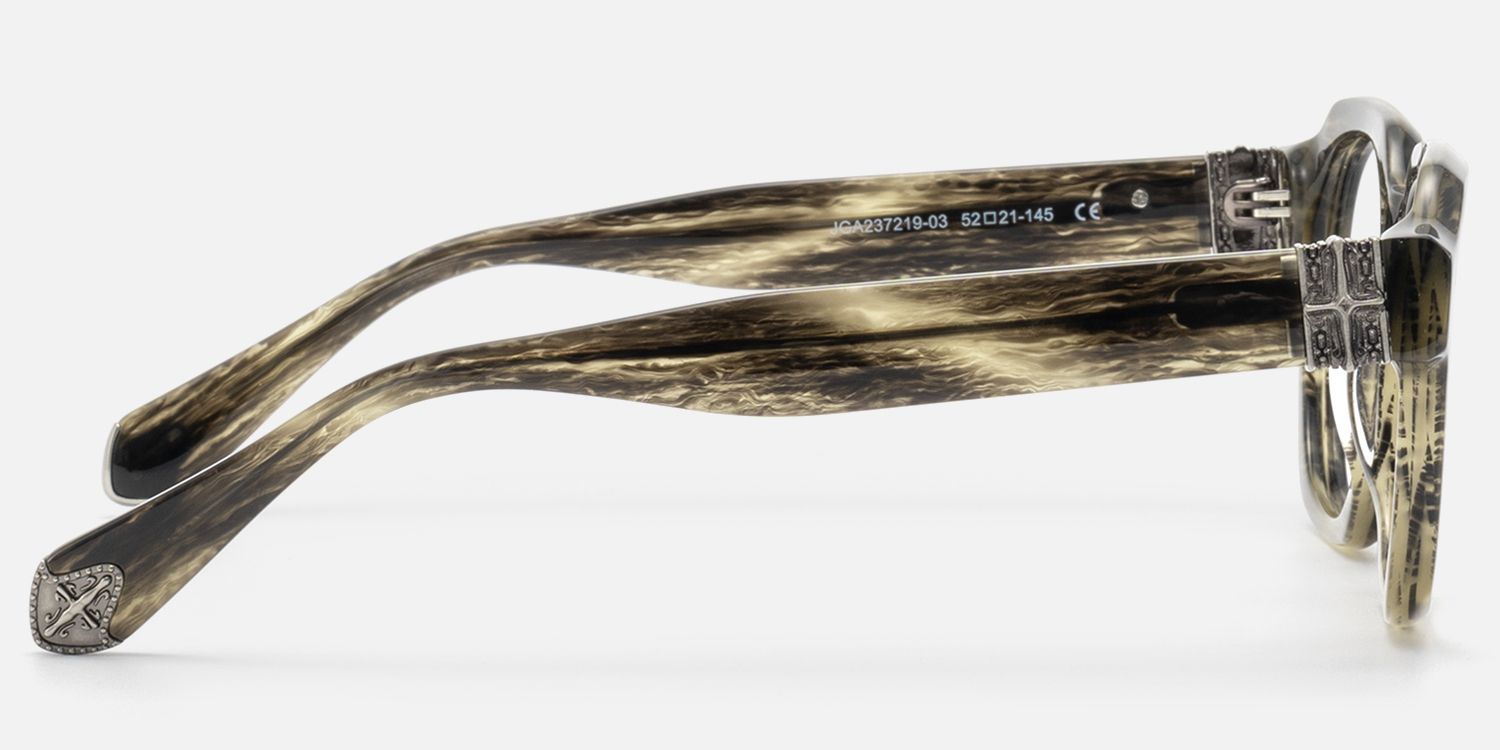 Vernon - Raw Texture Clear Brown Horn Glasses by Vooglam - Side View