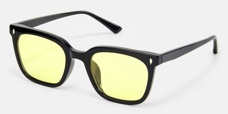 Cosmo - Rectangle Black Sunglasses by Vooglam