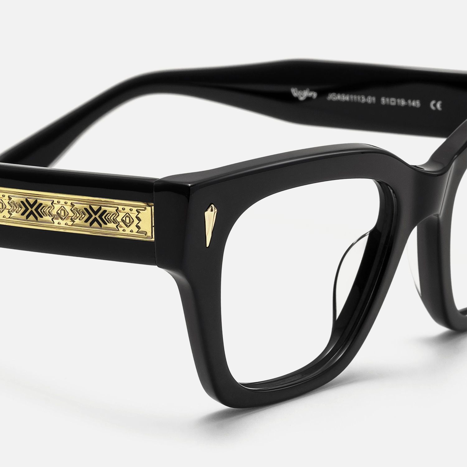 Asante - Retro Black Square Wayfarer Glasses by Vooglam - Design Details