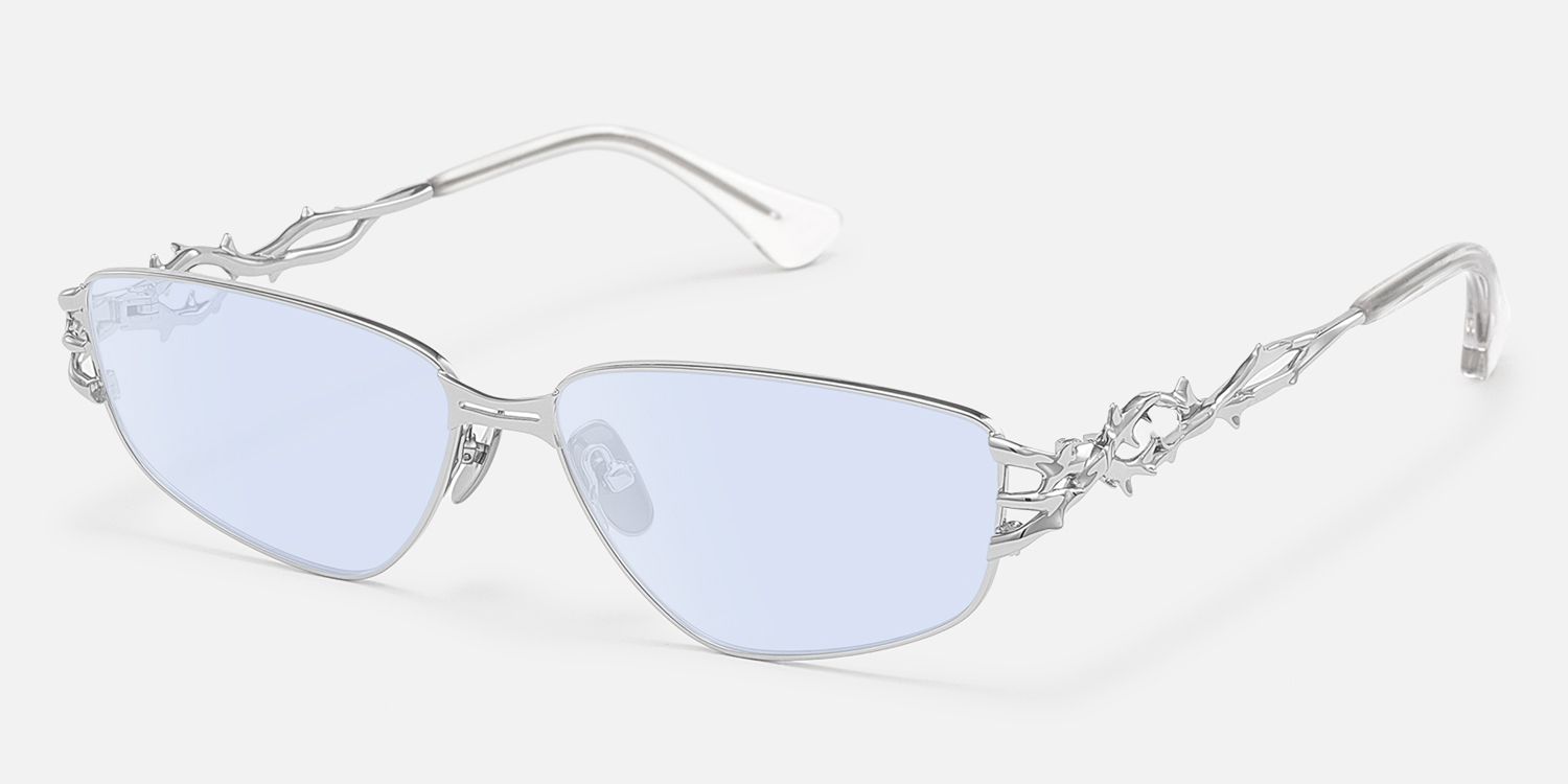 Spine - Silver Light Blue Tint Sunglasses by Vooglam - Front View