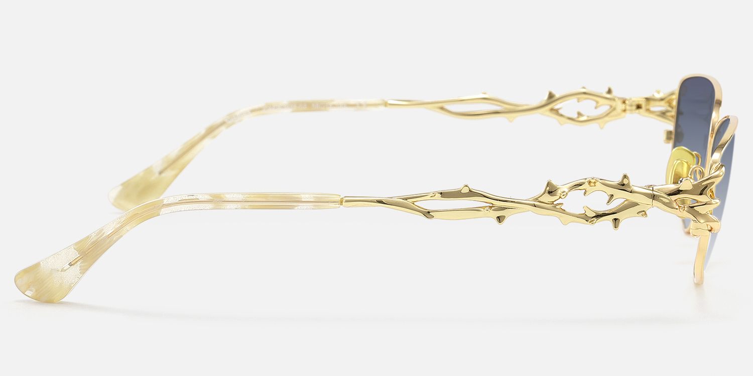 Spine - Gold Metal Sunglasses with Thorn by Vooglam - Side View