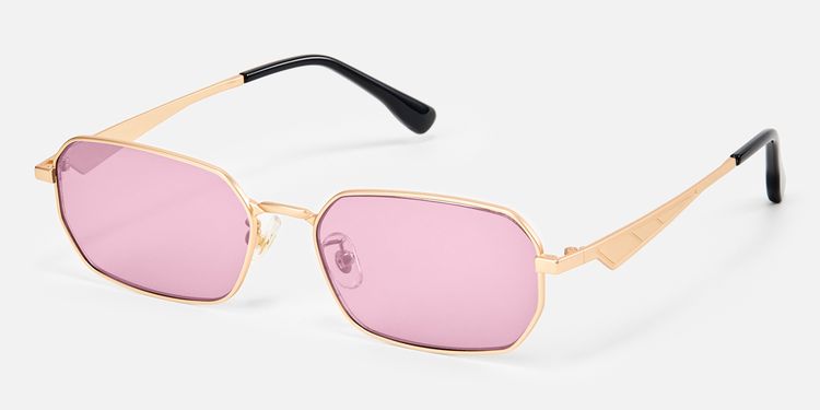 Aether - Thin Gold Geometric Blue Mirrored Shades by Vooglam