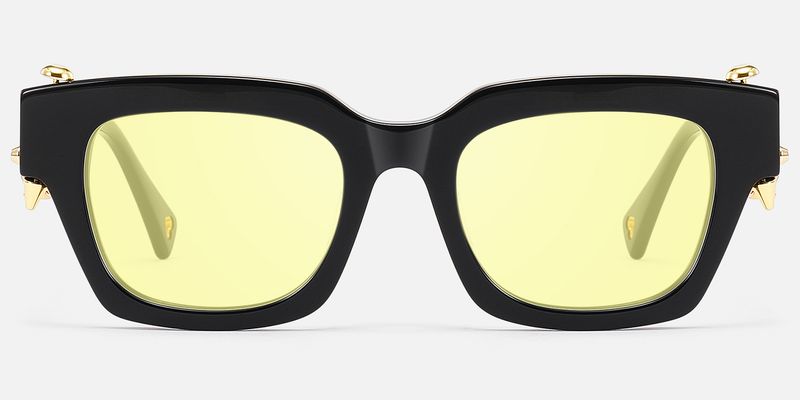 Sabrina - Yellow Tint Black Punk Pierce Sunglasses by Vooglam