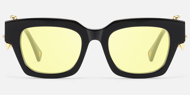 Sabrina - Yellow Tint Black Punk Pierce Sunglasses by Vooglam