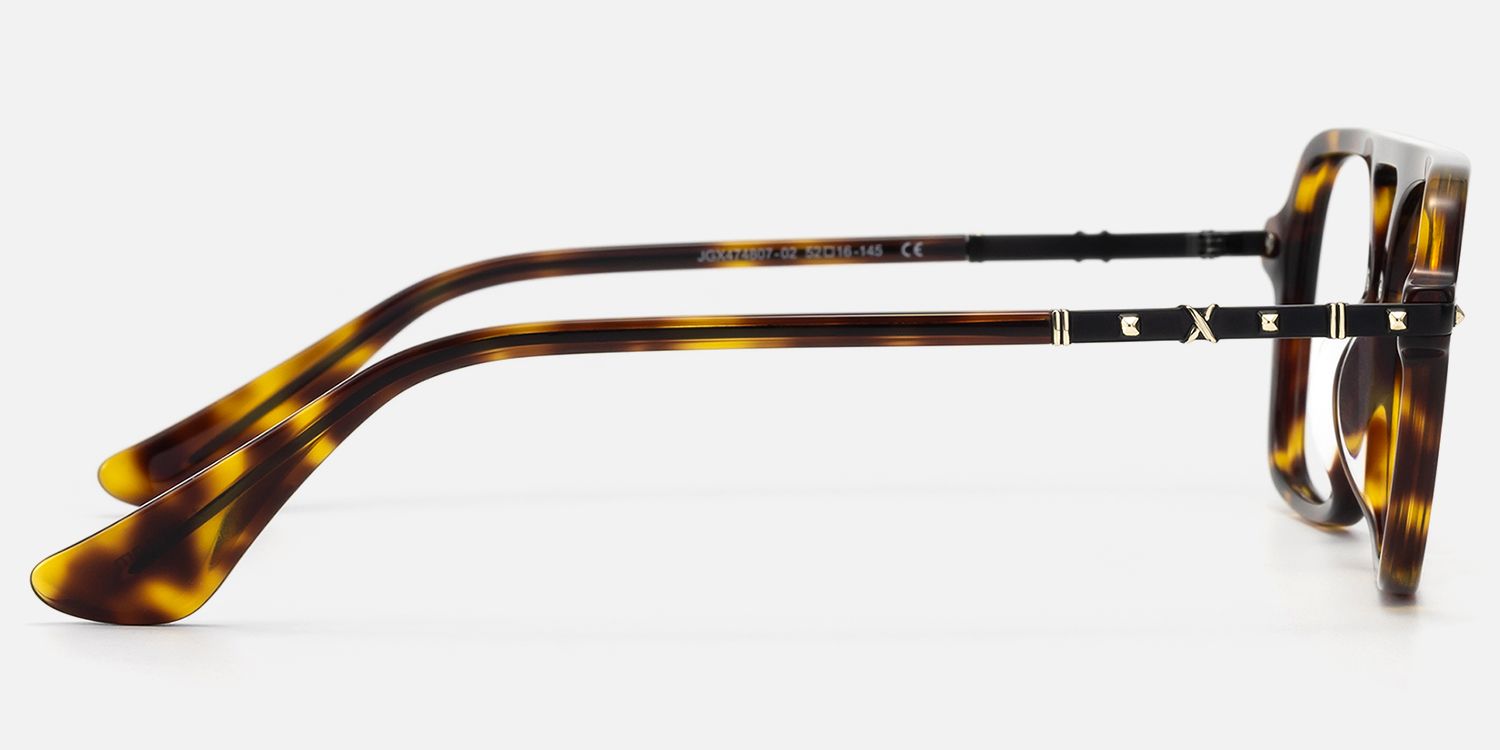 Marfa - Premium Tortoise Square Aviator Glasses by Vooglam - Side View