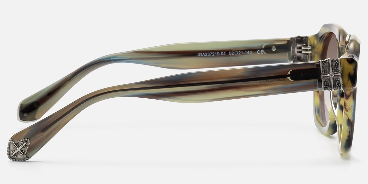 Vernon - Olive Green Striped Gradient Sunglasses by Vooglam - Side View