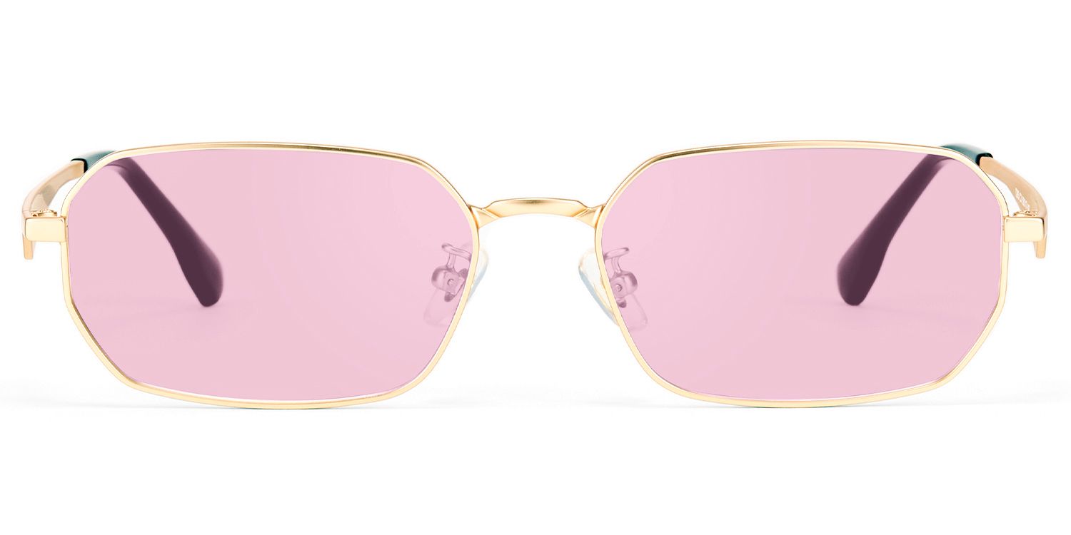 Aether - Thin Gold Geometric Blue Mirrored Shades by Vooglam Product Details 1