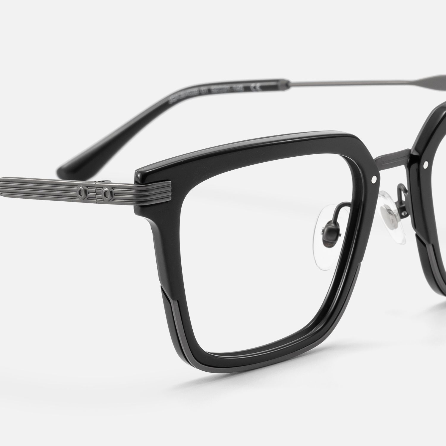 Kassel - Matte Gunmetal Modular Square Glasses by Vooglam - Design Details