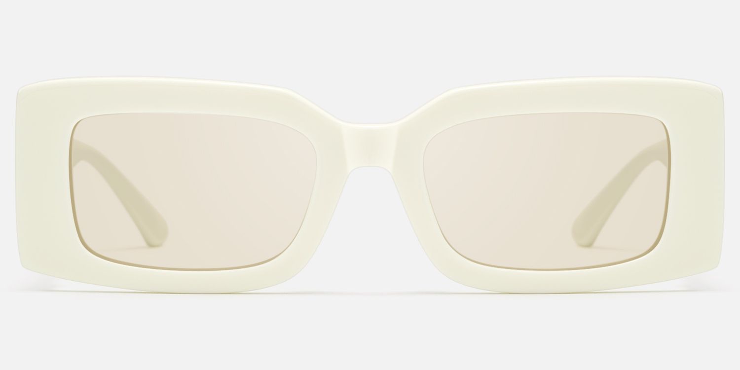 Aurelia - Off White Light Brown Sunglasses by Vooglam - Angle View