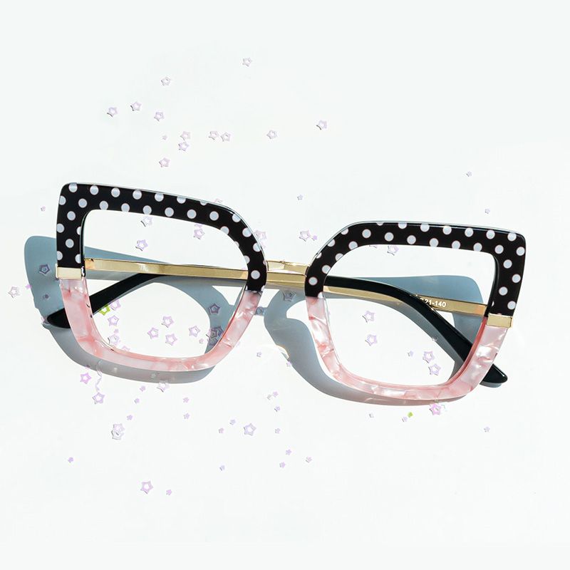 model wearing Shavan - Square Black/Pink Eyeglasses 1