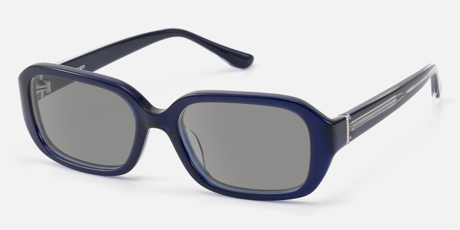 Mies - Blue Acetate Sunglasses with Metal Pins by Vooglam - Front View