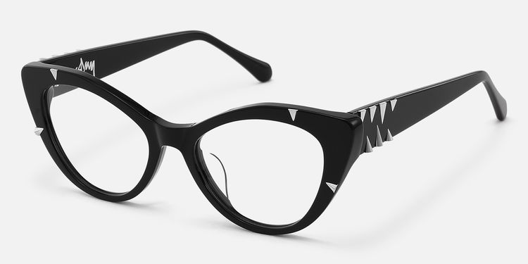 Slay - Gothic Black Spike Cat Eye Glasses by Vooglam