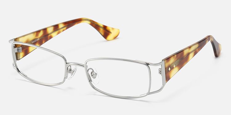 Wren - Nickel-Free Rectangle Silver Eyeglasses by Vooglam