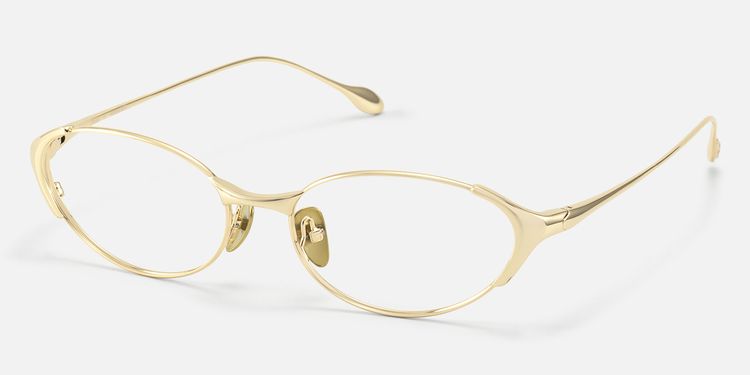 Ebisu - Retro Gold Oval Glasses with Ti Nose Pads by Vooglam
