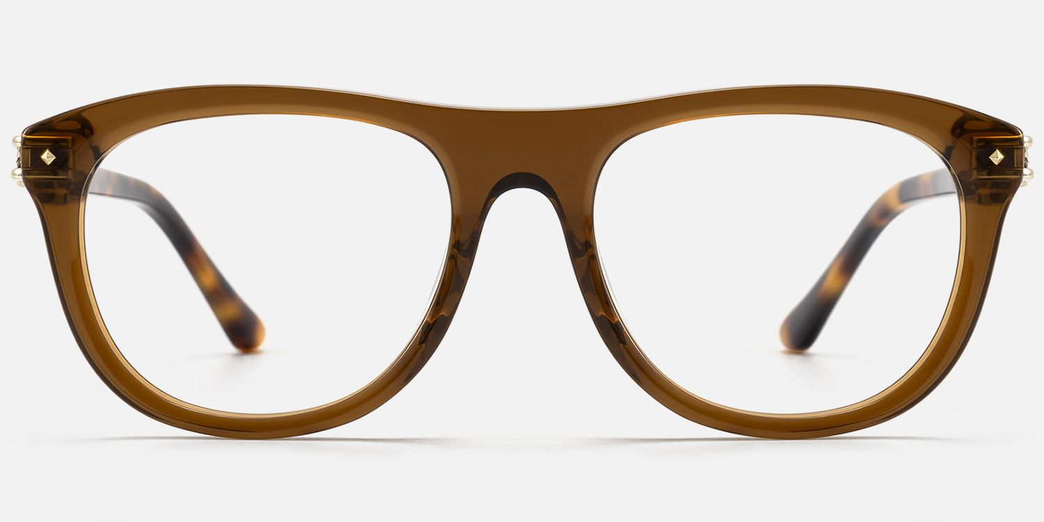 O'Keeffe - Designer Aviator Brown Eyeglasses by Vooglam - Angle View
