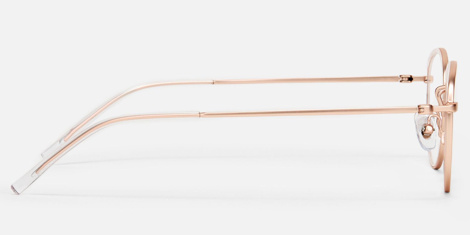 Harlow - Oval Gold Eyeglasses by Vooglam - Side View